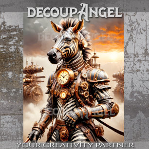 Papel De Seda Cebra de Steampunk - Decoupage -