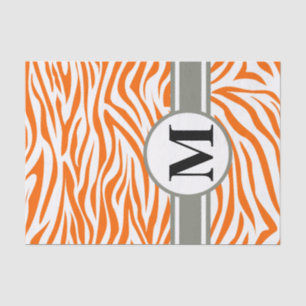 Papel De Seda Cebra safari de mandarina con monograma