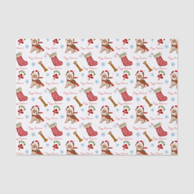 Papel De Seda Celebración de Navidad con Yorkie  (Anverso)