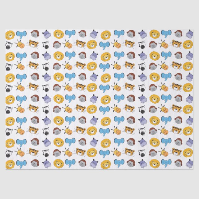 Papel De Seda Celebración de Safari: Ilustracion animal puro (Anverso)