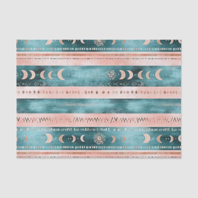 Papel De Seda Celeste Rústico de Rayas Luna Sol Terroso (1) (Anverso)