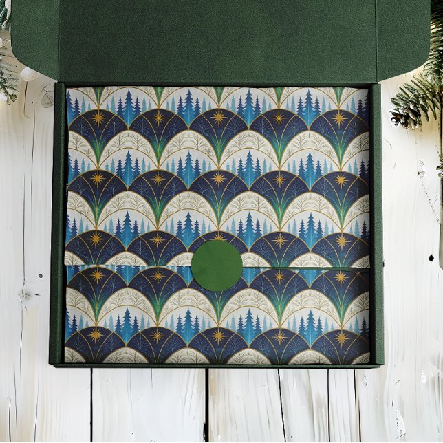 Papel De Seda Celestial Art Deco Forest Holiday (Subido por el creador)