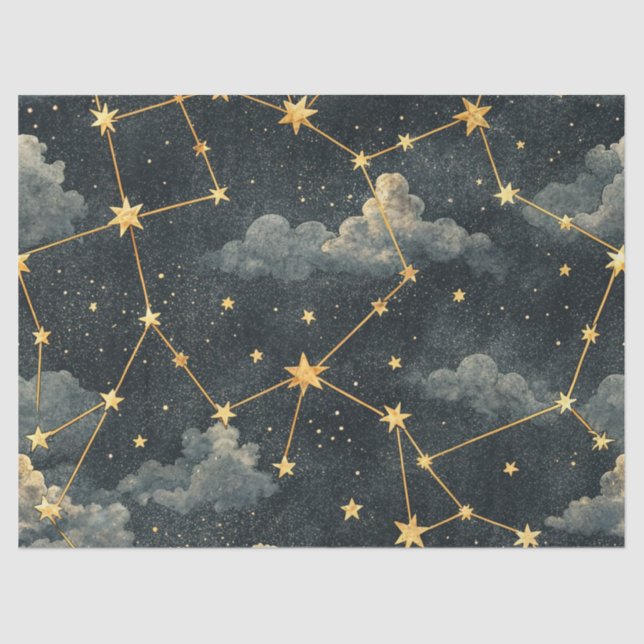 Papel De Seda Celestial Constellation Star Pattern (1) (Anverso)