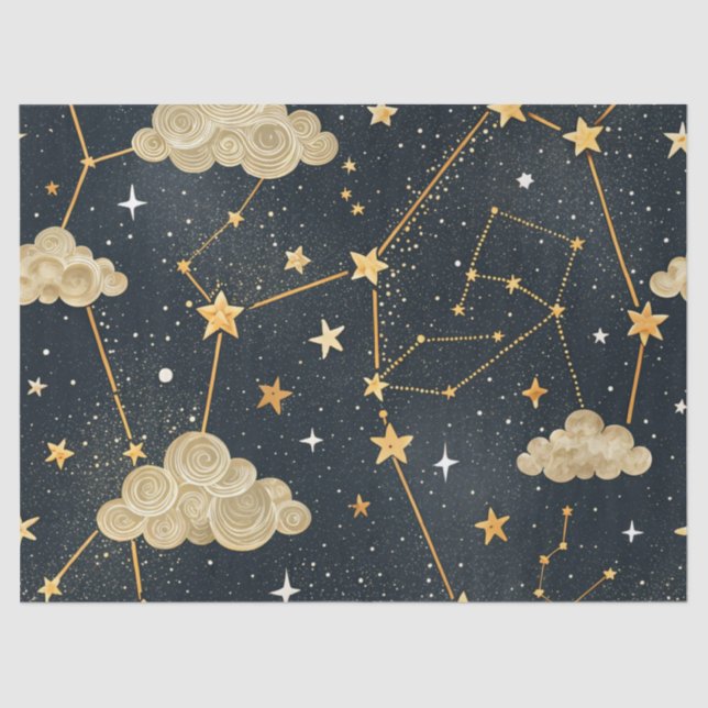 Papel De Seda Celestial Constellation Star Pattern (2) (Anverso)