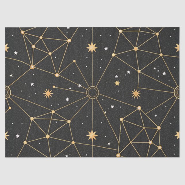 Papel De Seda Celestial Constellation Star Pattern (3) (Anverso)