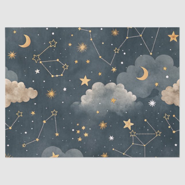 Papel De Seda Celestial Constellation Star Pattern (5) (Anverso)