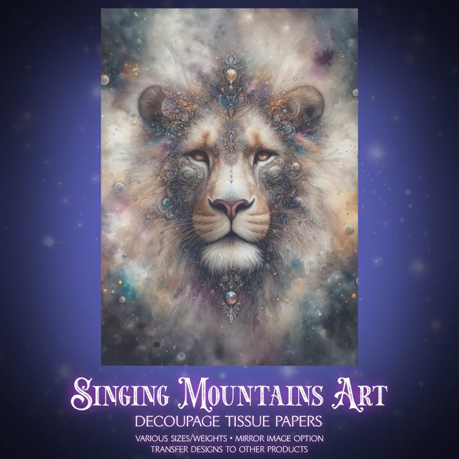 Papel De Seda Celestial Fantasy Lion Craft Decoupage (Subido por el creador)