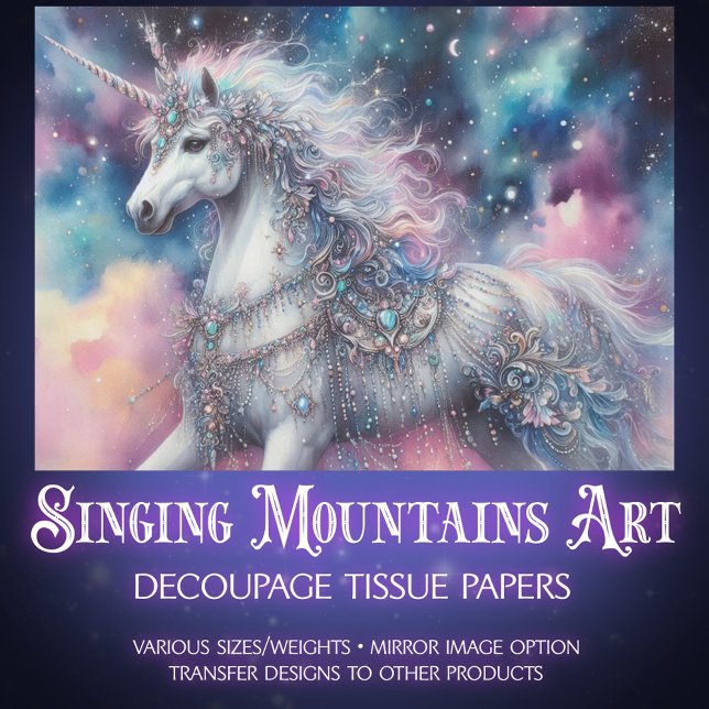 Papel De Seda Celestial Unicorn Fairytale Craft Decoupage  (Subido por el creador)