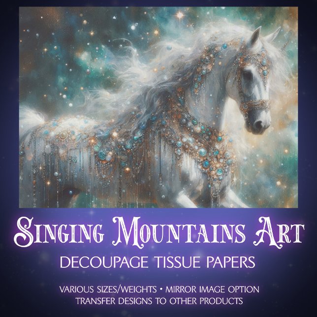 Papel De Seda Celestial White Horse Magic Decoupage (Subido por el creador)