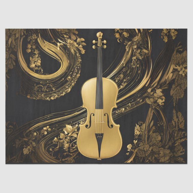 Papel De Seda Cello dorado en negro (Anverso)