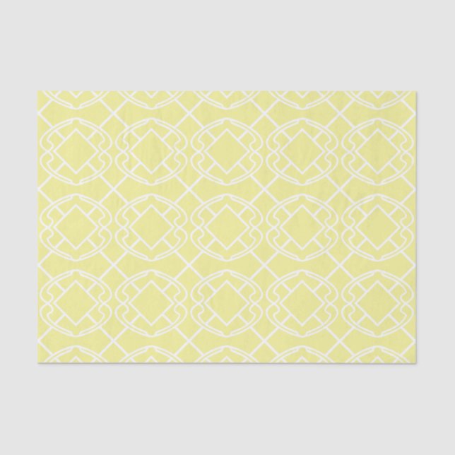 Papel De Seda Cello Soft Butter Yellow Trellis Design (Anverso)