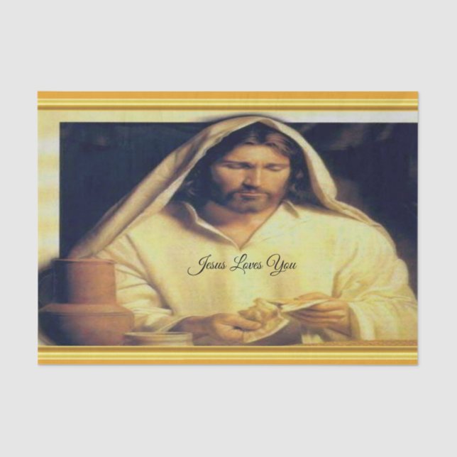 Papel De Seda Cena divina: Rompiendo pan con Jesús (Anverso)