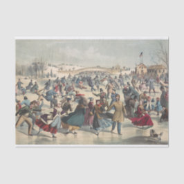 Papel De Seda Central Park, invierno. El estanque para patinar. 