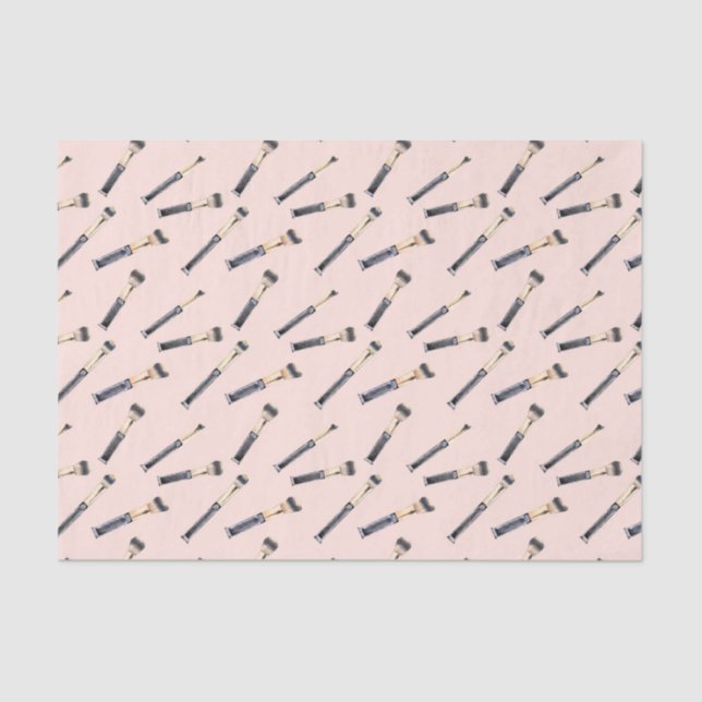 Papel De Seda Cepillos de maquillaje rosados (serie rosa 74) (Anverso)