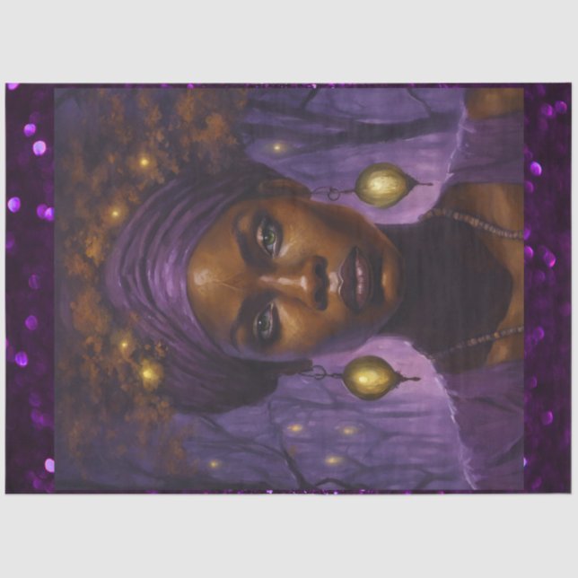 Papel De Seda Cercana Reina de la Bahía afroamericana (Anverso)