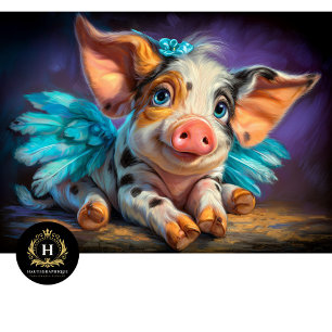 Papel De Seda Cerdito Ángel Alado Celestial Decoupage