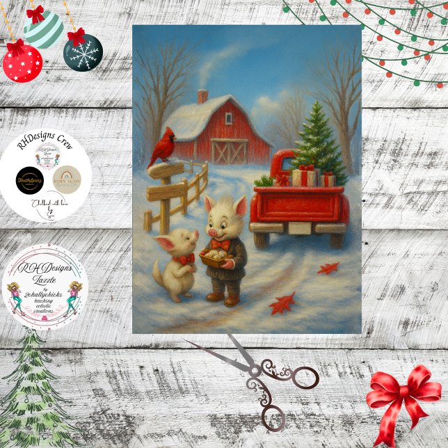 Papel De Seda Cerditos Caprichosos de Navidad Regalos decoupage (Subido por el creador)