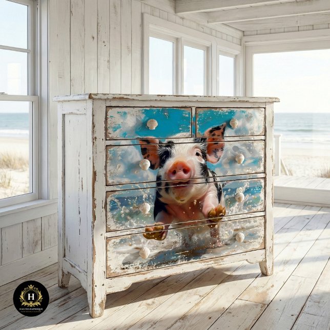 Papel De Seda Cerdo de Playa Nadando Decoupage Oceánico (Subido por el creador)