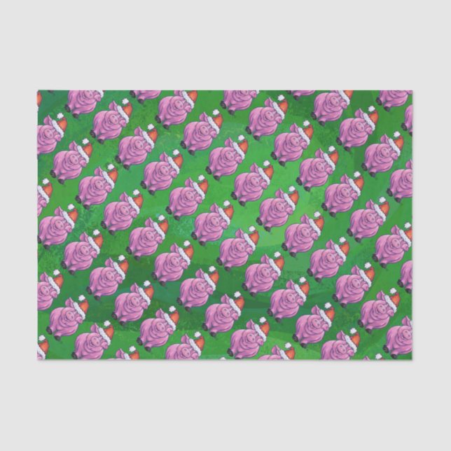 Papel De Seda Cerdo de vacaciones en el patrón de Santa Hat en v (Anverso)