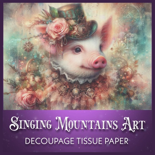 Papel De Seda Cerdo decoupage de fantasía mística steampunk (Subido por el creador)