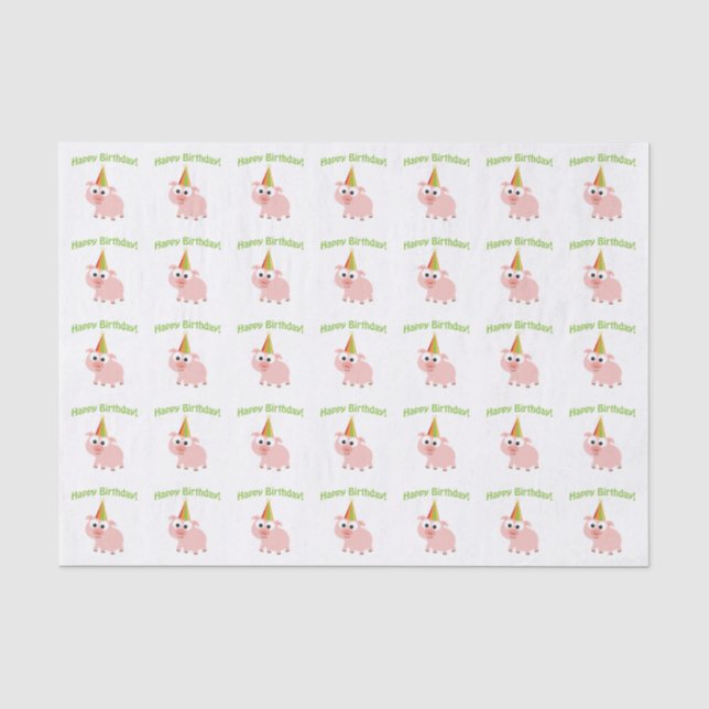 Papel De Seda Cerdo del feliz cumpleaños (Anverso)