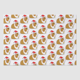 Papel De Seda Cerdo en Guinea con un Sombrero de Papá Noel en lo