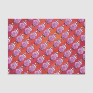 Papel De Seda Cerdo en Santa Hat en rojo