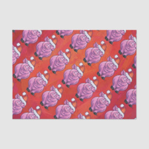 Papel De Seda Cerdo en Santa Hat en rojo