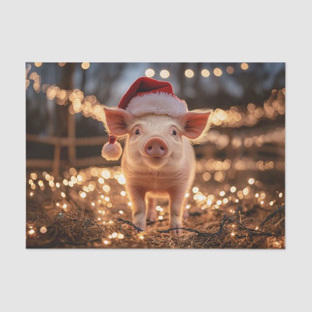 Papel De Seda Cerdo en una página de Santa Hat (Anverso)