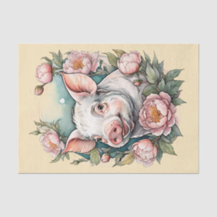 Papel De Seda Cerdo mascota de peones rosados