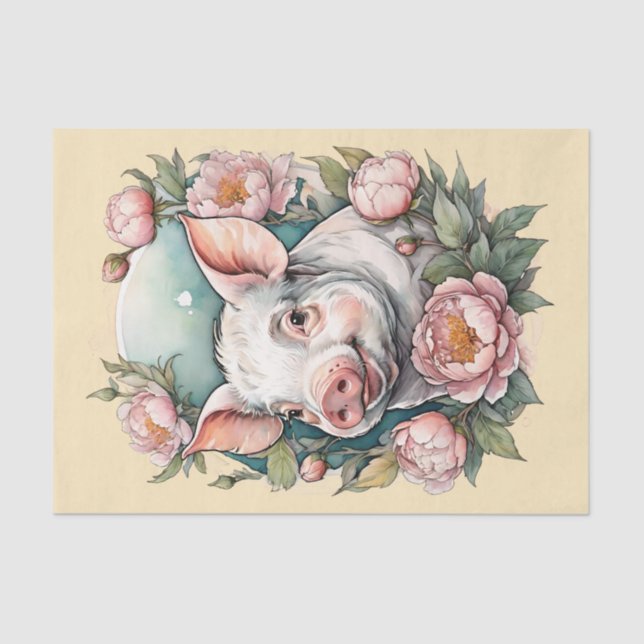 Papel De Seda Cerdo mascota de peones rosados (Anverso)