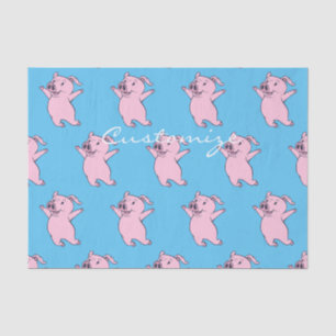 Papel De Seda Cerdo rosado feliz que salta Thunder_Cove