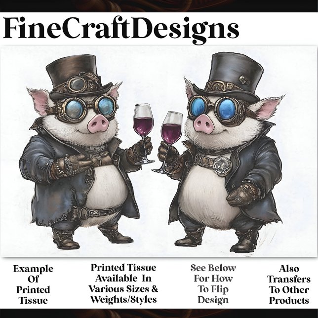 Papel De Seda Cerdos alegres Steampunk + Vino Tinto AH8 Decoupag (Subido por el creador)
