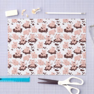 Papel De Seda Cerdos Lindos Jugando en Animales de Granja de Bar