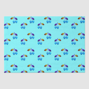 Papel De Seda Cerezas azules brillantes