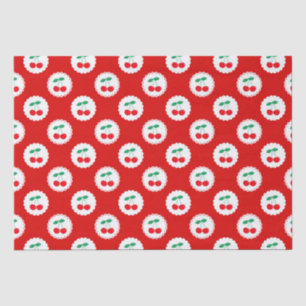 Papel De Seda Cerezas Blancas y Rojas de Verano Vintage