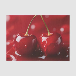Papel De Seda Cerezas Brillantes Fantasía de Jarabe Rojo
