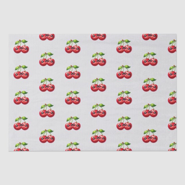 Papel De Seda Cerezas con caras sonrientes (Anverso)
