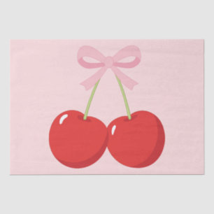 Papel De Seda Cerezas con lazo rosa Coquette