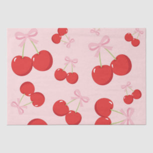Papel De Seda Cerezas con lazo rosa Coquette 