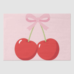 Papel De Seda Cerezas con lazo rosa Coquette