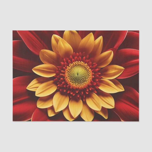 Papel De Seda Cerrar Flor Roja Y Amarilla (Anverso)