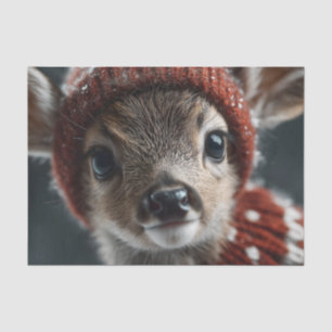 Papel De Seda Cervatillo Adorable con Gorro y Bufanda de Punto