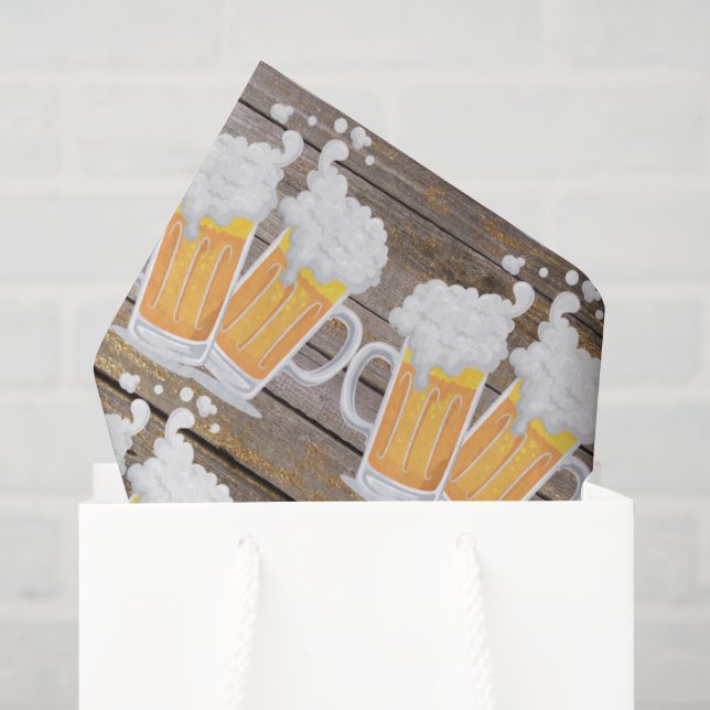 Papel De Seda Cerveza cutánea barba patrón de madera falsa (Bolsa de regalo)