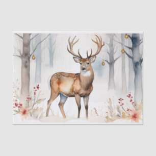 Papel De Seda Cerveza En La Selva Nevada Árboles Navideños Acuar