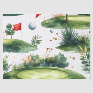 Papel De Seda Césped de golf con bandera roja