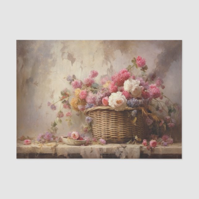 Papel De Seda Cesta de flores (Anverso)