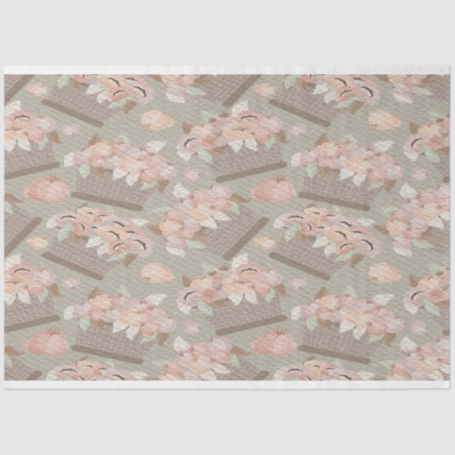 Papel De Seda Cesta de flores de Apple Retro Pastel (Anverso)