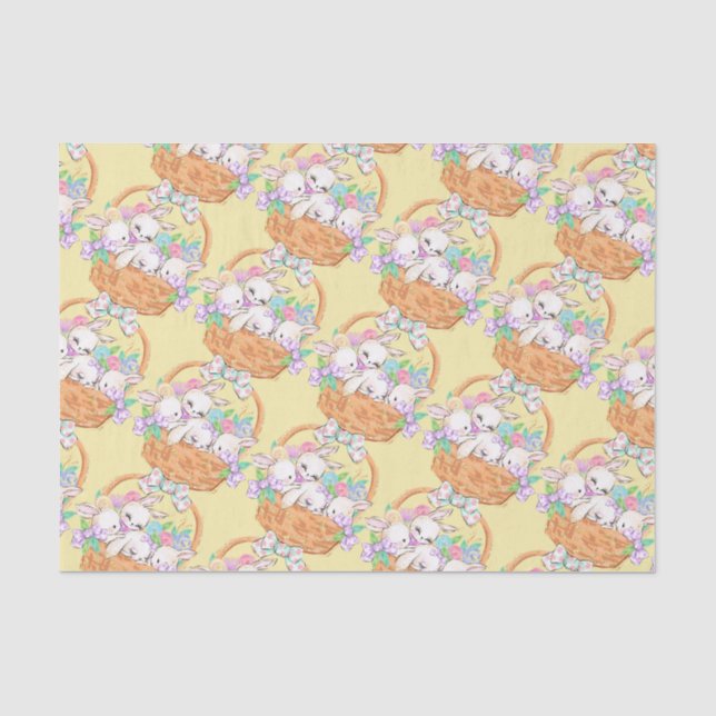 Papel De Seda Cesta de Pascua de conejos (Anverso)