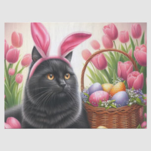 Papel De Seda Cesta de Pascua Pintada Huevos Gato Negro